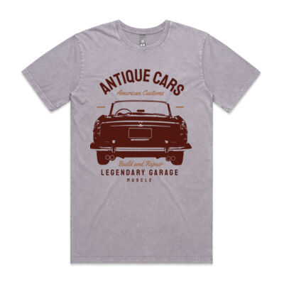 Antique Cars Red - Mens Stone Wash  T Shirt Thumbnail