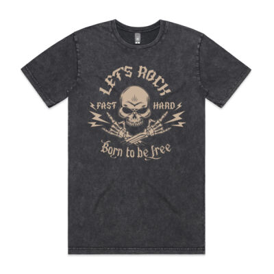 Lets Rock Grey - Mens Stonewash T Shirt Thumbnail