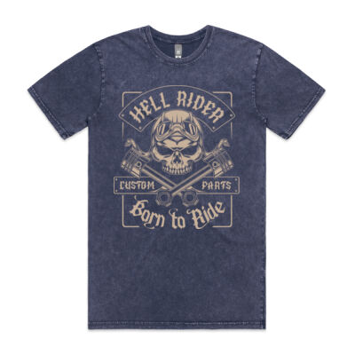Hell Ride Blue - Mens Stonewash T Shirt Thumbnail